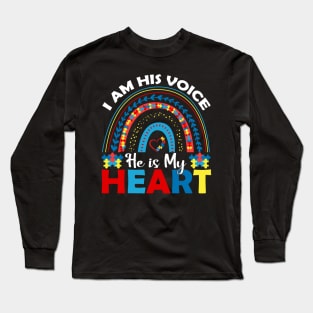 I am his voice He is my heart Autism Awareness Gift for Birthday, Mother's Day, Thanksgiving, Christmas Long Sleeve T-Shirt